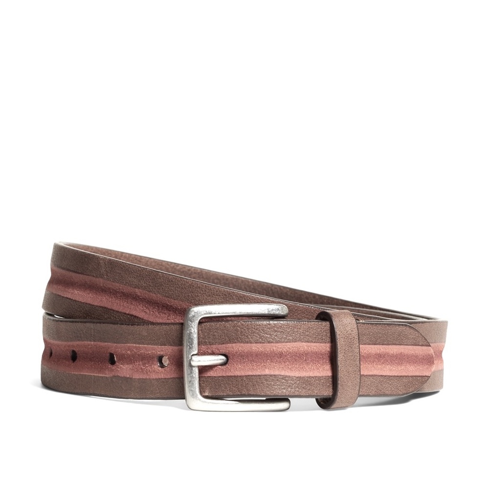 Brooks Brothers Brown Leather Belt Stripe Chino (M)